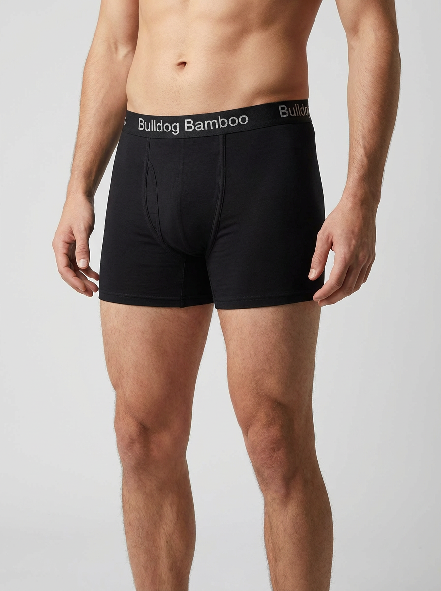Bamboo Boxers 3 Pack – 2 Plain + 1 Bulldog Print – Soft Breathable Men’s Underwear