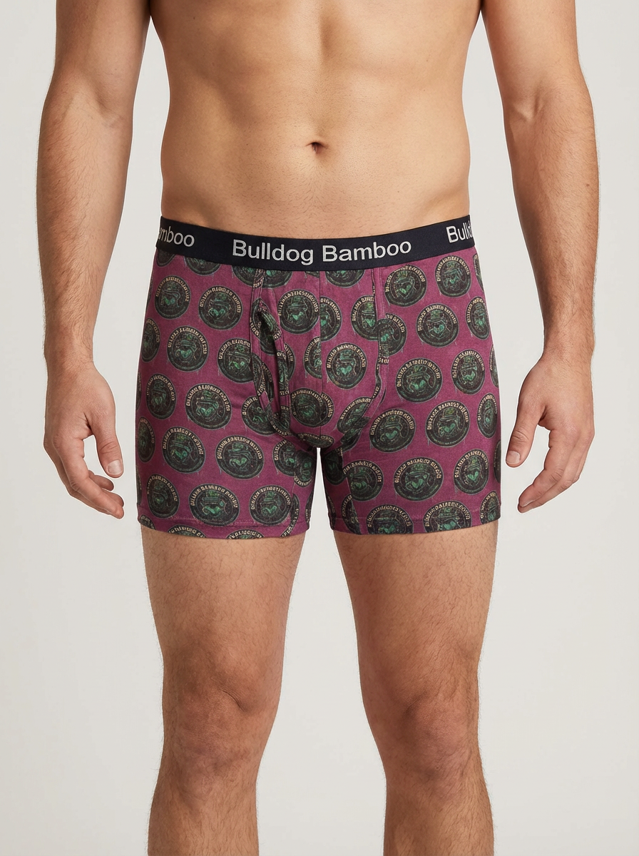 Bamboo Boxers 3 Pack – 2 Plain + 1 Bulldog Print – Soft Breathable Men’s Underwear
