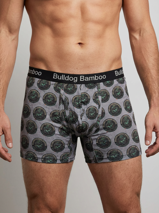 Bamboo Boxers 3 Pack – 2 Plain + 1 Bulldog Print – Soft Breathable Men’s Underwear